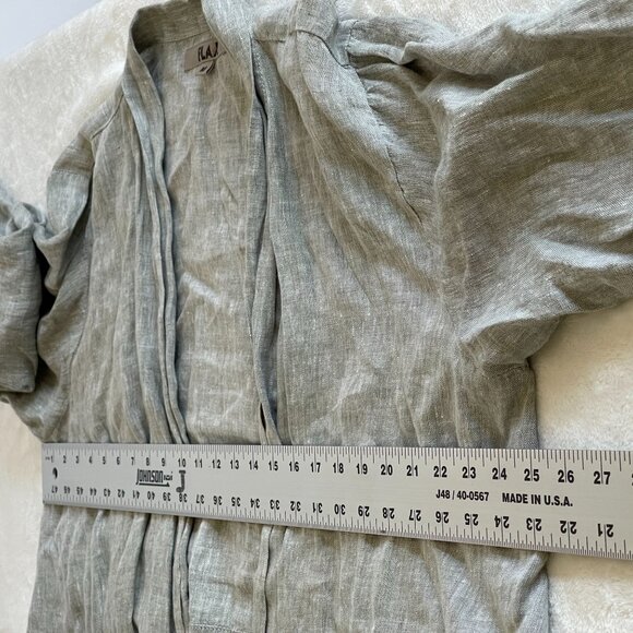 Flax Womens Linen Crop Cardigan Jacket Medium Gray Open Front Lightweight Casual - Picture 6 of 8